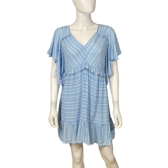 Umgee Striped Blue White V Neck Dress
New - Picture 2 of 5